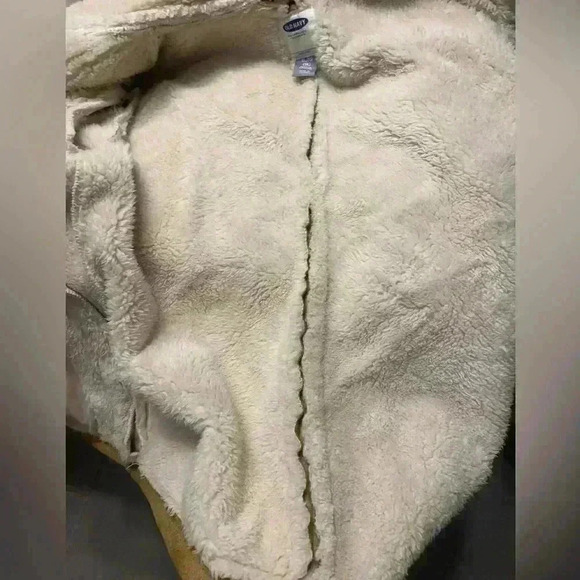 Girls Old Navy faux suede Sherpa lined zippered jacket side pockets NWOT XL (14) - Picture 5 of 13